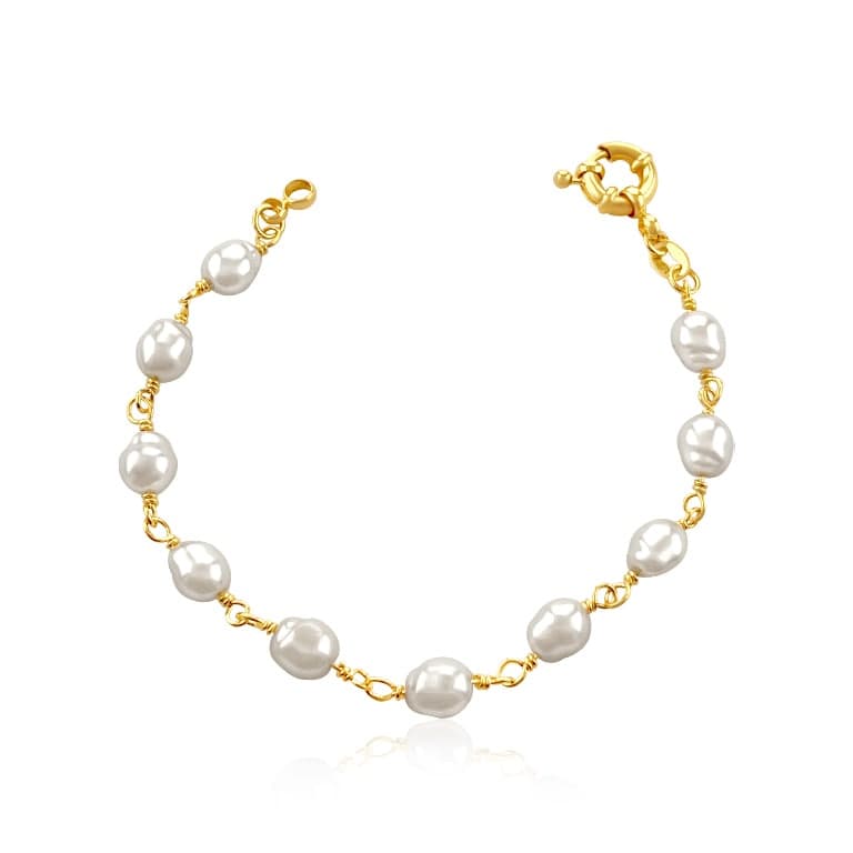 Pulseira com Pérolas Barrocas e Fecho Bóia Banhada a Ouro 18k — default