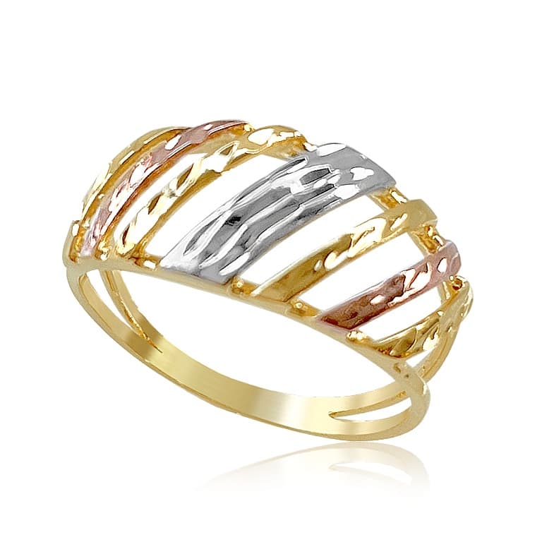 Anel Vazado com Três Cores Banhado a Ouro 18k — 20