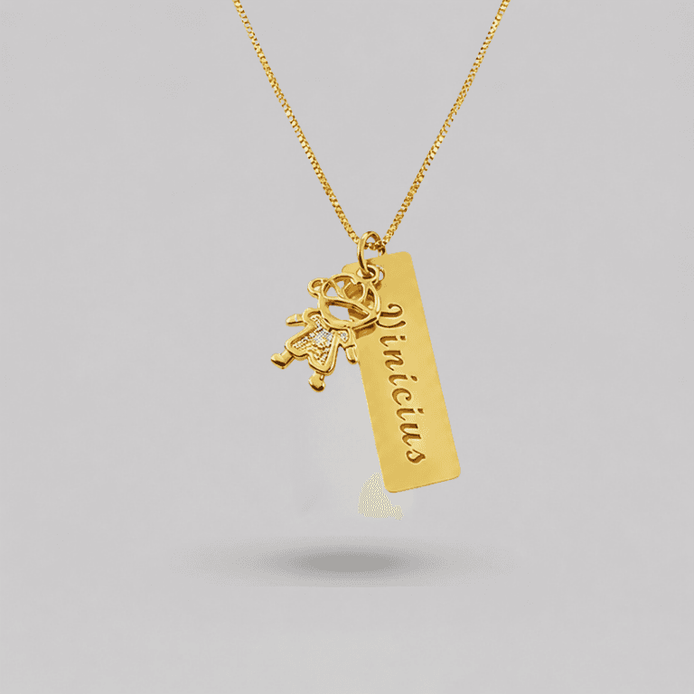 Colar Personalizável Com Pingente Filho Banhado a Ouro 18k — Menino