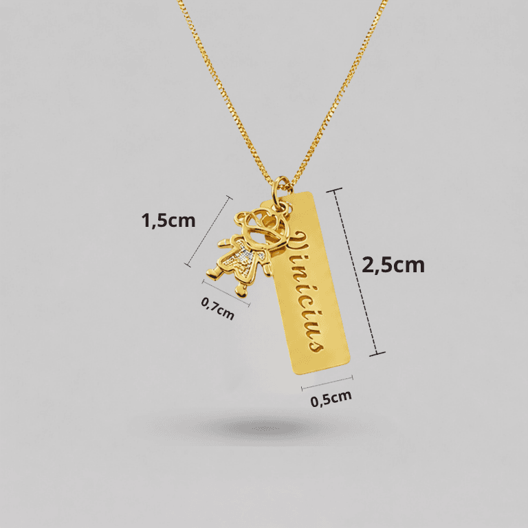 Colar Personalizável Com Pingente Filho Banhado a Ouro 18k
