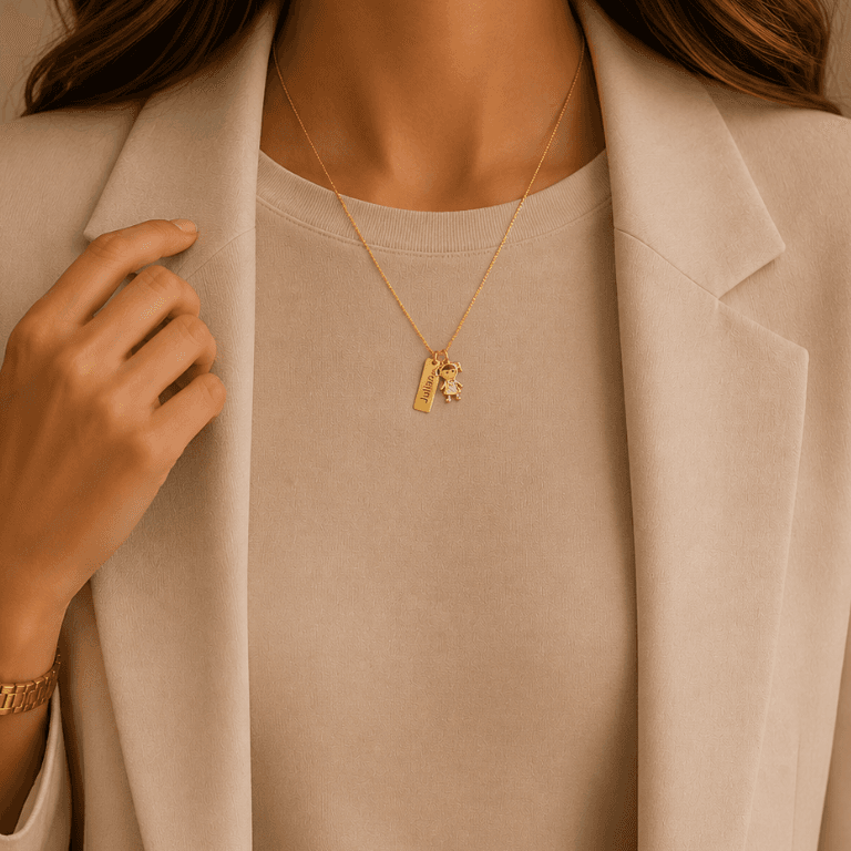 Colar Personalizável Com Pingente Filho Banhado a Ouro 18k