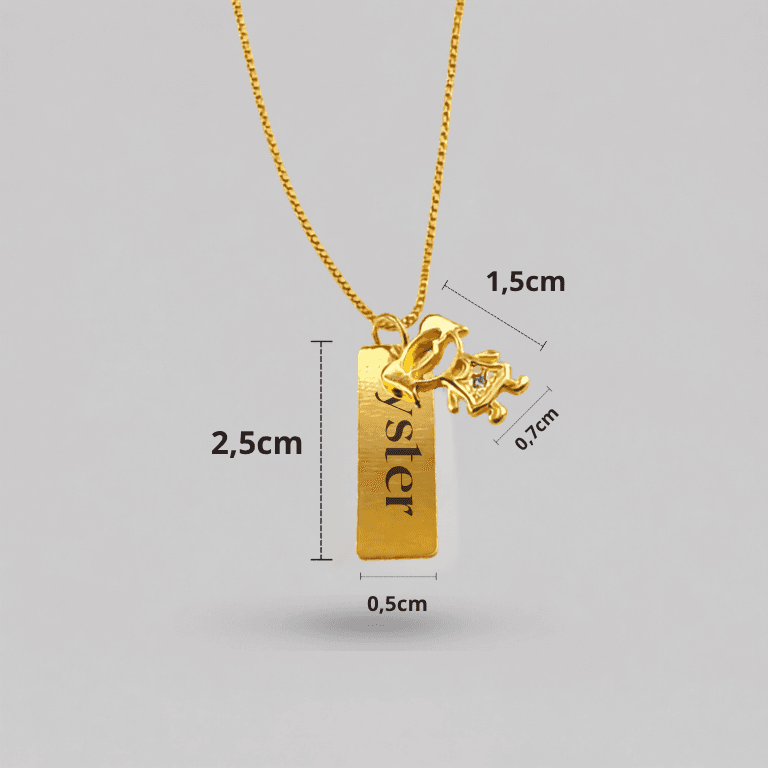 Colar Personalizável Com Pingente Filho Banhado a Ouro 18k