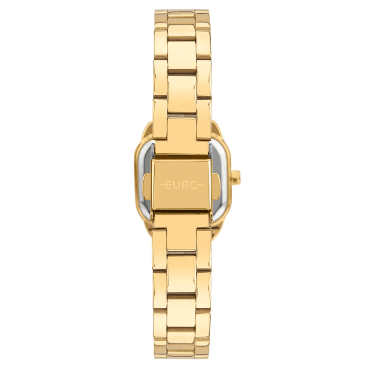 Relógio Euro Feminino Mini Dourado Fundo Preto