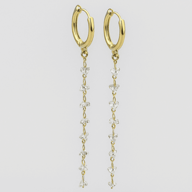 Brinco Argola com Fio de Cristais Banhado a Ouro 18K — default