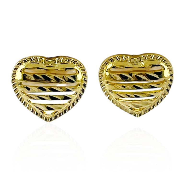 Brinco Coração Vazado Banhado a Ouro 18K