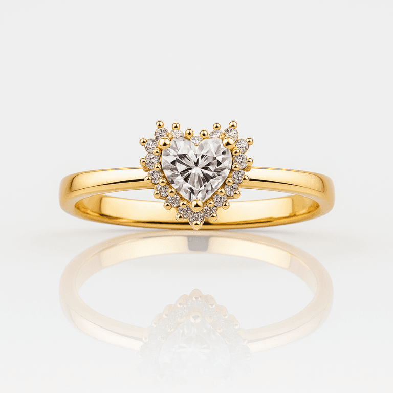 Anel Coração Cravejado com Zircônias Banhado a Ouro 18K