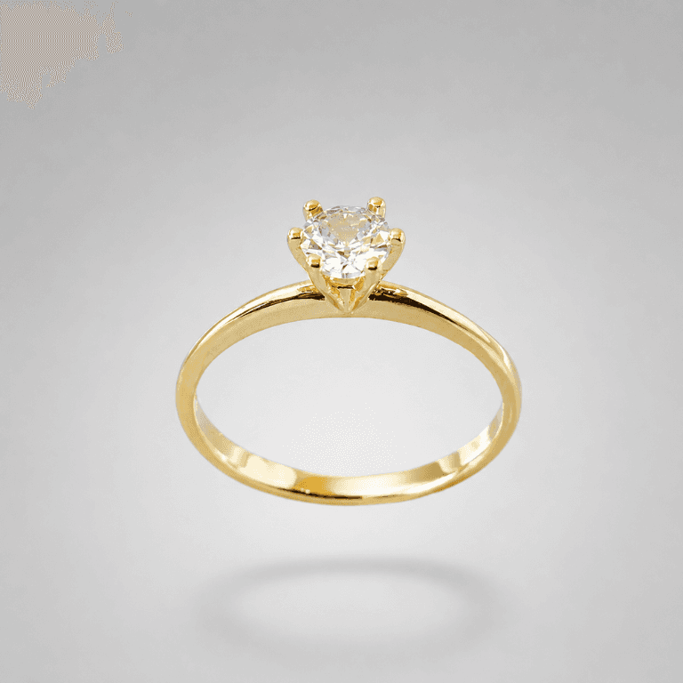 Anel Solitário com Zircônia e 6 Garras Banhado a Ouro 18K — 20