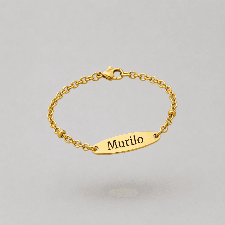 Pulseira Infantil com Plaquinha para Personalização Banhada a Ouro 18K — default