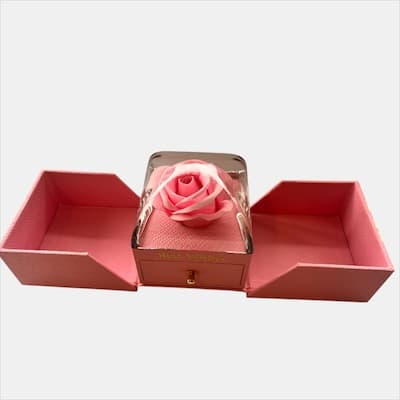 Caixa De Joias Porta Dupla Com Flor — Rosa