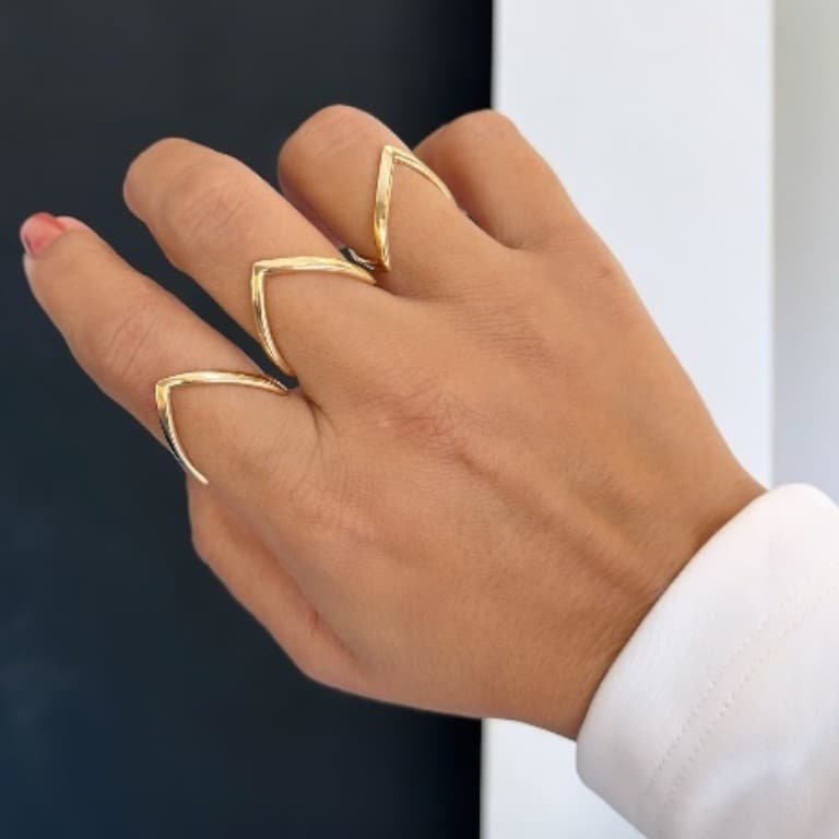 Anel Boca de Tubarão Banhado a Ouro 18K — 14