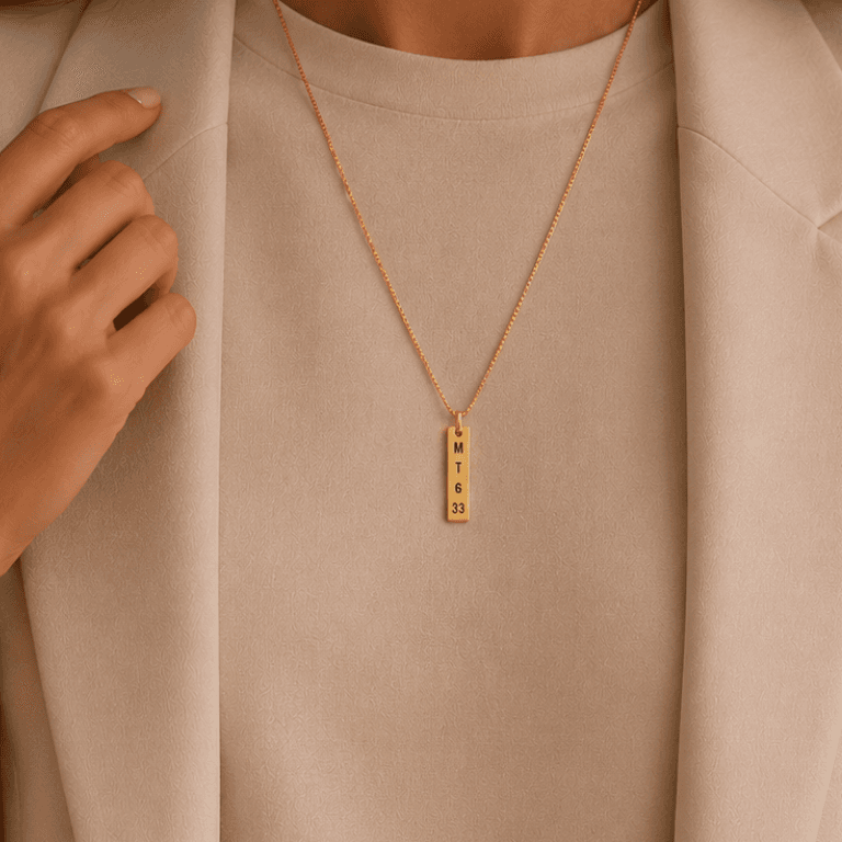 Colar Personalizável Plaquinha Spotify ou Nome Banhado a Ouro 18K
