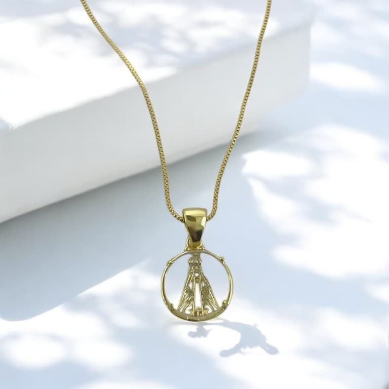 Corrente com Pingente de Nossa Senhora Aparecida banhado a Ouro 18K