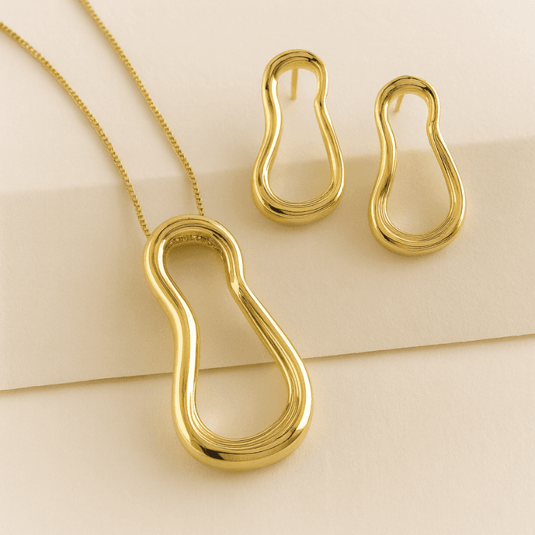 Conjunto Orgânico Banhado a Ouro 18K