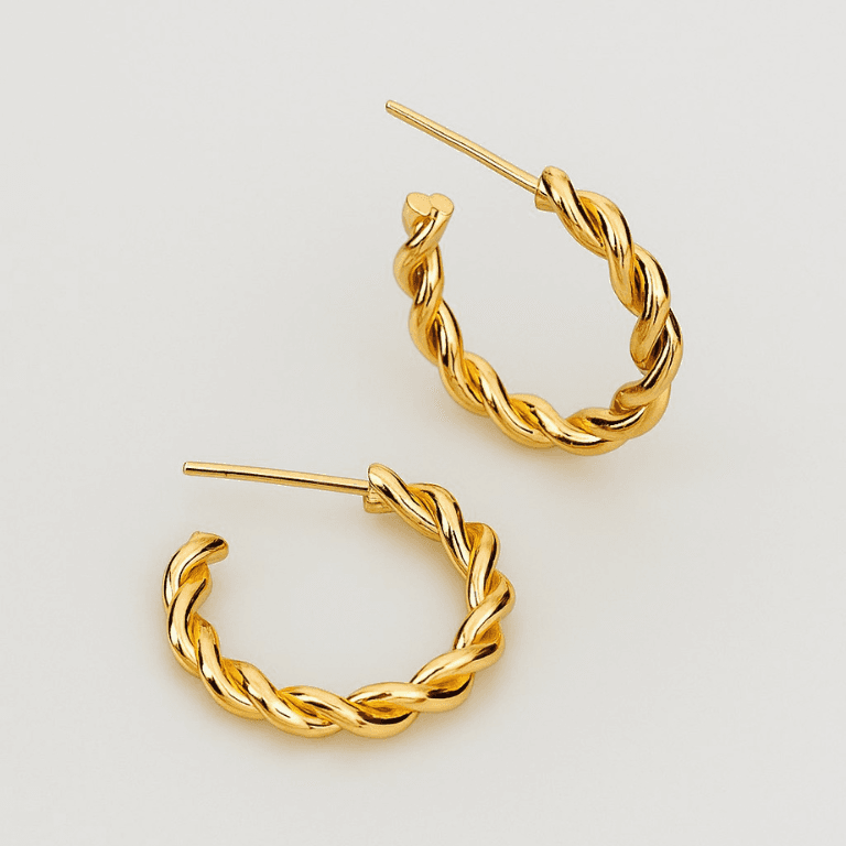 Brinco Meia Argola Torcido Banho Ouro 18k — default