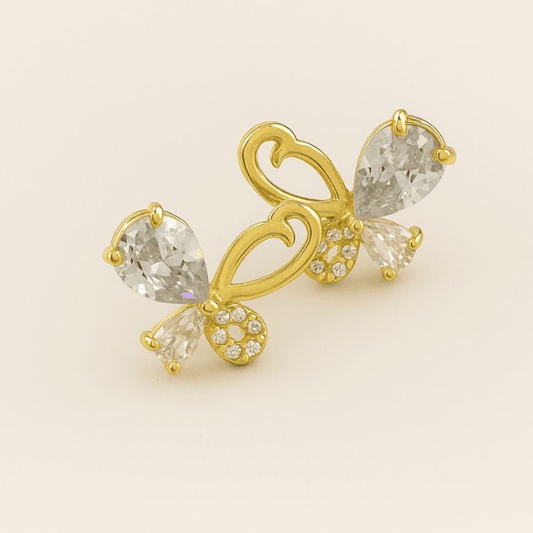 Brinco Borboleta com Pedras Banhada a Ouro 18K — default