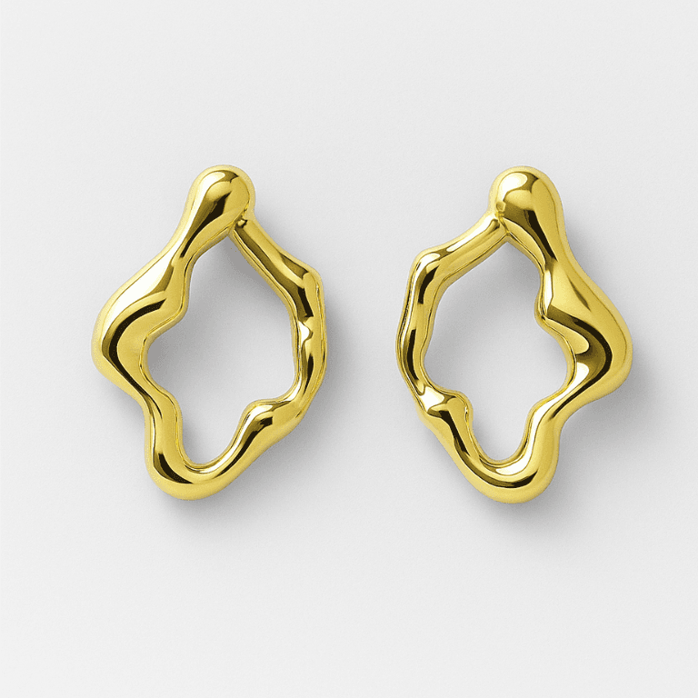 Brinco Orgânico Vazado Banhada a Ouro 18K — default