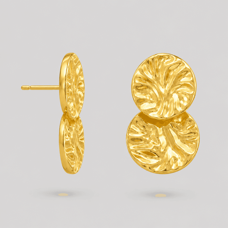 Brinco Redondo Ondulado Banhada a Ouro 18K