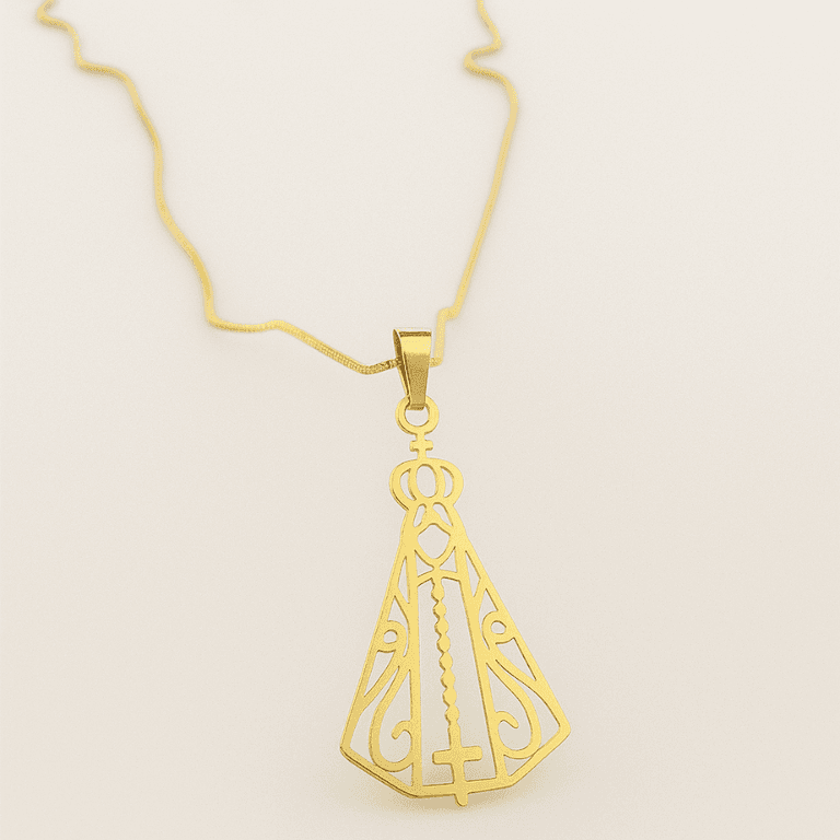 Pingente Nossa Senhora Vazado Banhado a Ouro 18K — default