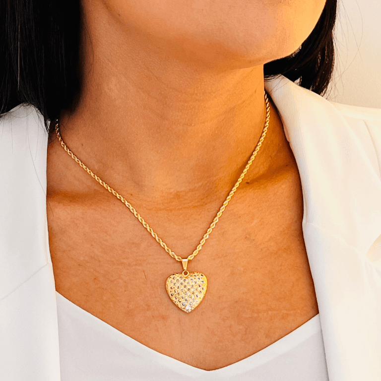 Pingente Coração Cravejado Banhado a Ouro 18K — default