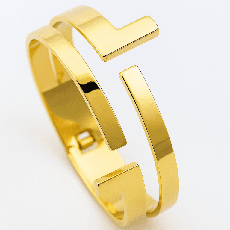 Bracelete Liso com Aro Aberto Banhado a Ouro 18K — default