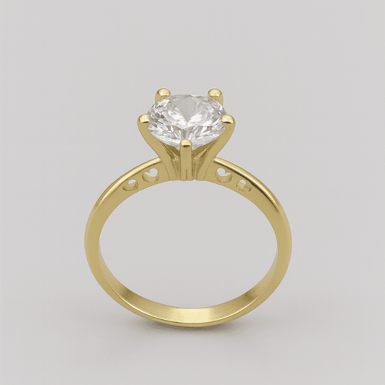 Anel Solitário 6 Garras com Zircônia de 6mm Banhado a Ouro 18K — 16