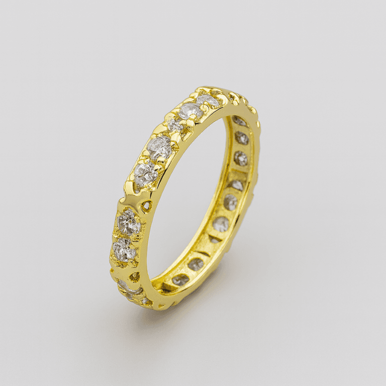 Anel Aparador com Zircônias e Detalhes em X Banhado a Ouro 18K — 16