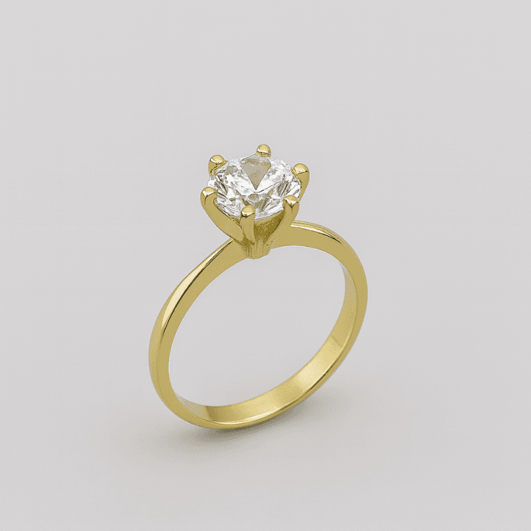 Anel Solitário com Zircônia Banhado a Ouro 18K — 14