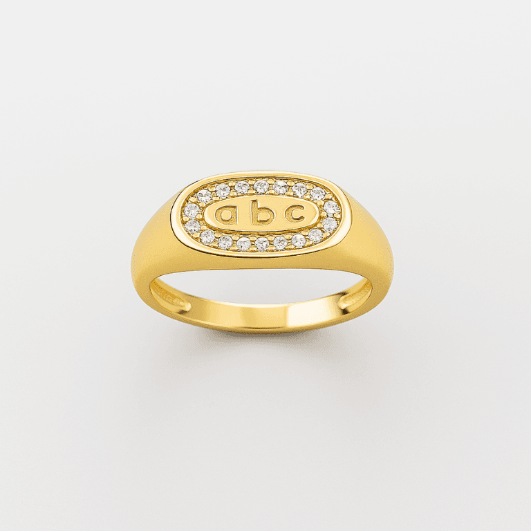 Anel ABC com Zircônias Banhado a Ouro 18K — 12