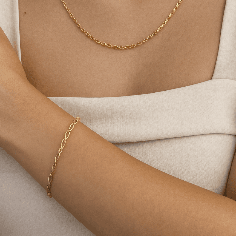 Pulseira Elo Torcidos Vazados Banhada a Ouro 18K