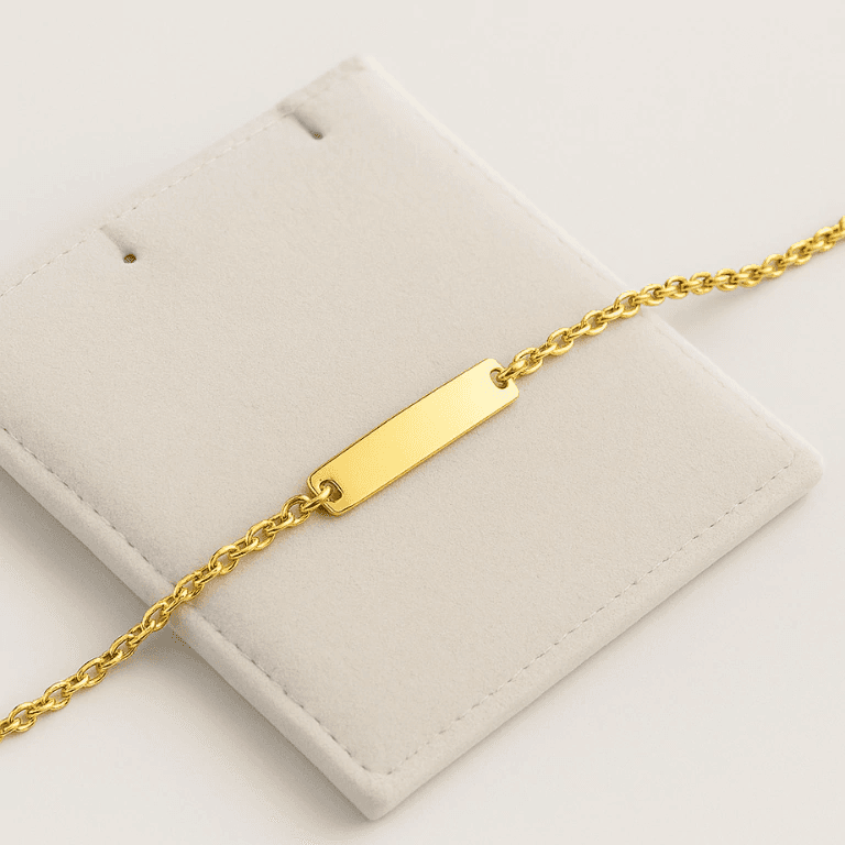 Pulseira Infantil Elo Cartie com Plaquinha para Gravação Banhada a Ouro 18K — default