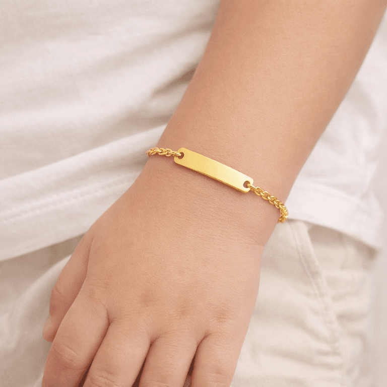 Pulseira Infantil Elo Cartie com Plaquinha para Gravação Banhada a Ouro 18K