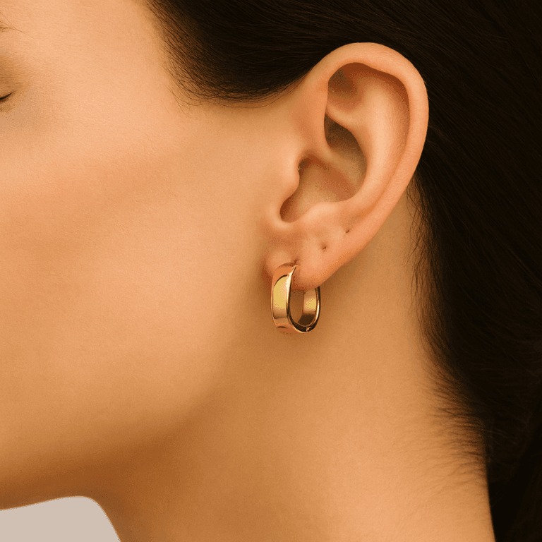 Brinco Argola Lisa Banhado a Ouro 18K — G