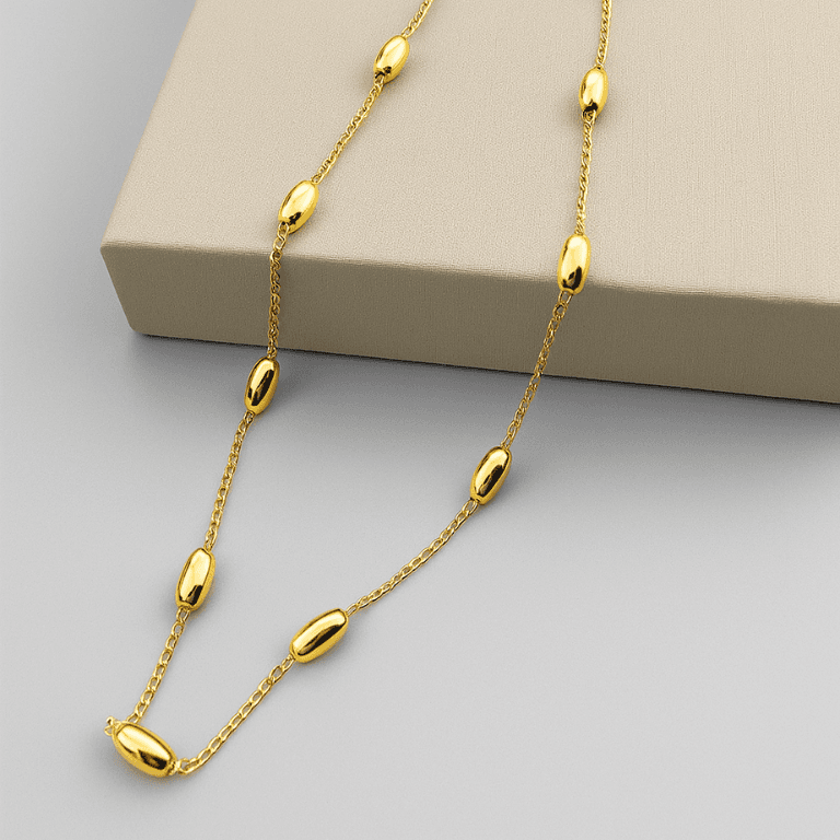 Corrente Estilo Grão de Arroz Banhada a Ouro 18K — default