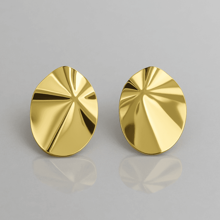 Brinco Liso Martelado Banhado a Ouro 18K