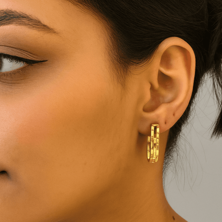 Brinco Argola Oval Aberta Banhado a Ouro 18K — default
