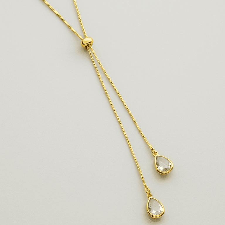 Corrente Gravata com Duas Pedra Banhado a Ouro 18K — default