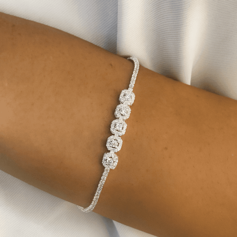Pulseira Riviera com Detalhes em Pedras Brancas de Prata 925 — default