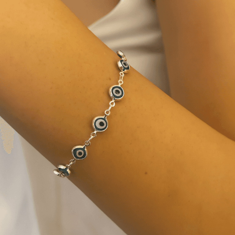 Pulseira Olho Grego com 12 Olhos de Prata 925 — default