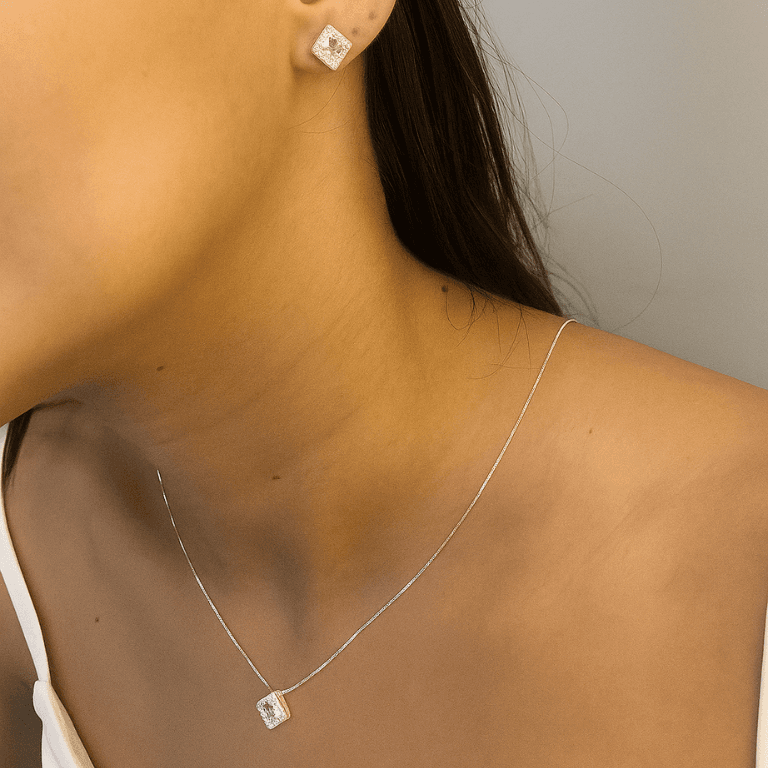 Conjunto Quadrado Cravejado com Zircônias Brancas de Prata 925 — default