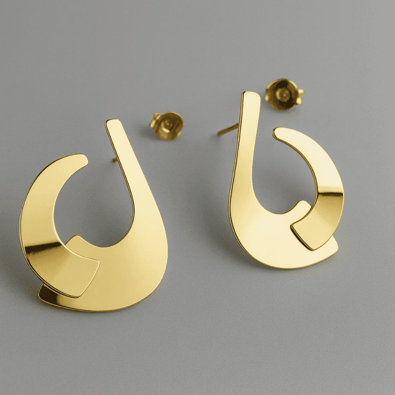 Brinco Liso Estilizado Banhado a Ouro 18K — default