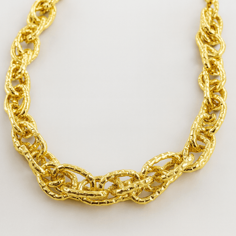 Corrente com Elos Diamantados Banhado a Ouro 18K — default