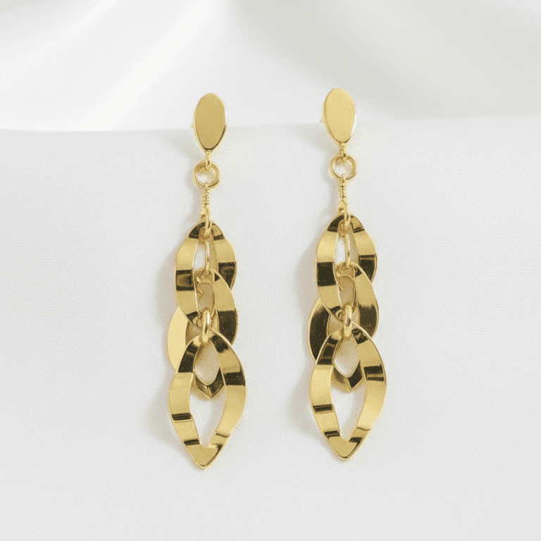 Brinco Longo Elos Banhado a Ouro 18k