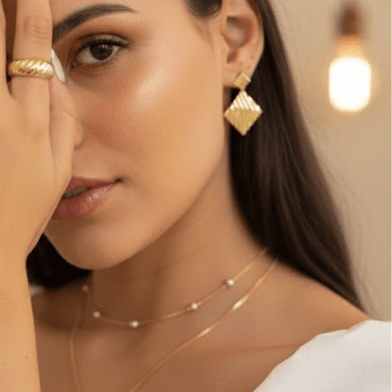 Brinco Orgânico Losango Banhado a Ouro 18K — default