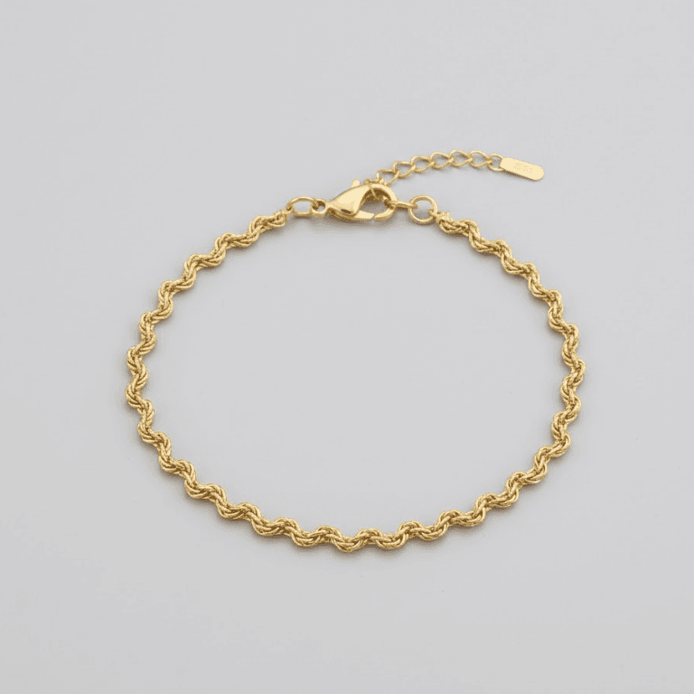 Pulseira Trançada Ondulada Banhada a Ouro 18K