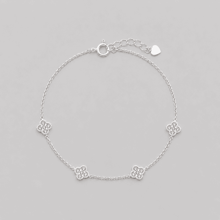 Pulseira Quatro Trevos Cravejados em Prata 925 — default