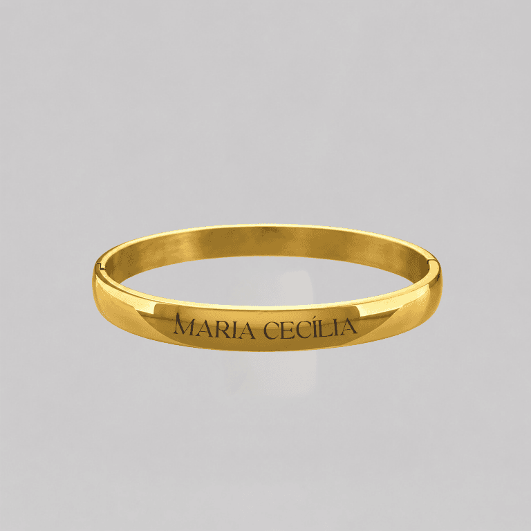 Bracelete Personalizável Dourado em Aço Inox