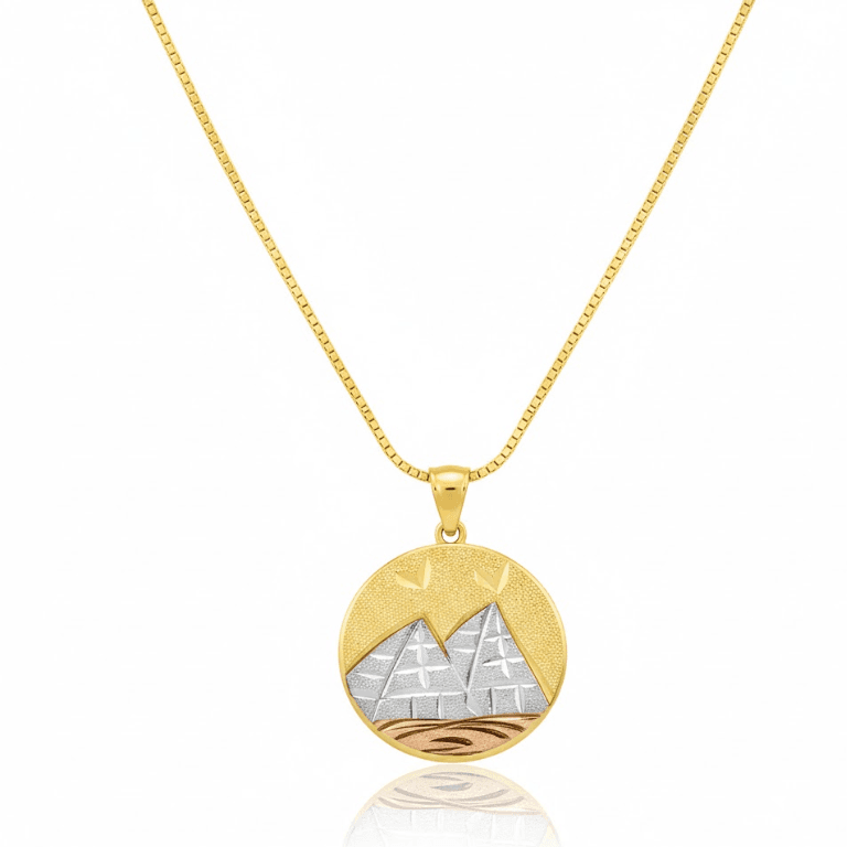 Corrente com Pingente Redondo com Desenhos Escravas Banhado a Ouro 18K — default