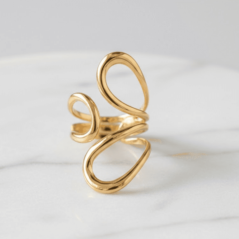 Anel Ajustável Abstrato Banhado a Ouro 18K — default