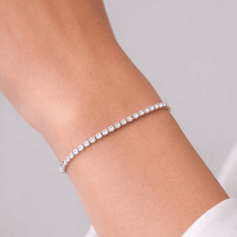 Pulseira com Zircônias Quadradas em Aço Inoxidável — default
