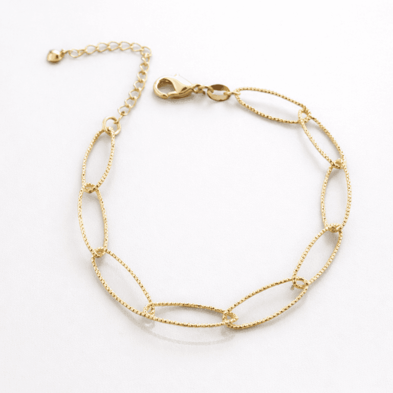 Pulseira Elos Diamantados Banhada a Ouro 18K — default